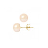 Boucles d'Oreilles Femme Puces Perles de Culture d'eau douce Roses et or jaune 750/1000 - vue V1