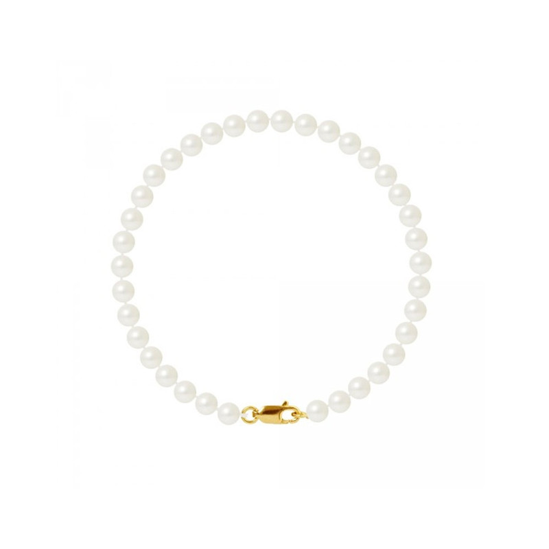 Bracelet Femme Perles de culture d'eau douce Blanches 5-6 mm et Fermoir Or jaune 750/1000