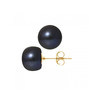 Boucles d'Oreilles Femme Perles de Culture d'eau douce Noires 10-11 mm et or jaune 750/1000 - vue V1