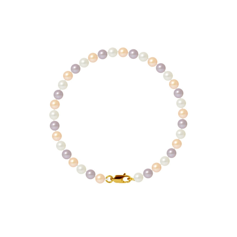 Bracelet Femme Perles de culture d'eau douce Multicolores 5-6 mm et Fermoir Or jaune 750/1000