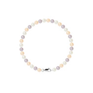 Bracelet Femme Perles de culture d'eau douce Multicolores 5-6 mm et Fermoir Or Blanc 750/1000