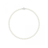 Collier ras du cou Femme Perles de culture d'eau douce Blanches AA 6-7 mm et Fermoir Or Blanc 750/1000