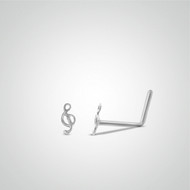 Piercing de nez clef de sol or blanc avec barre pliée