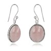 Boucles d'Oreilles Dahlia Argent 925 et Quartz Rose | ADEN Design Vintage | Bijou Romantique - vue V1