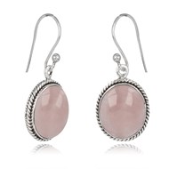 Boucles d'Oreilles Dahlia Argent 925 et Quartz Rose | ADEN Design Vintage | Bijou Romantique