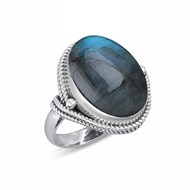 Bague Dahlia Labradorite et Argent 925 | ADEN Design Vintage | Bijou Chatoyant