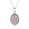 Pendentif Dahlia Argent 925 et Quartz Rose | ADEN Design Vintage | Bijou Romantique - vue V1