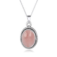 Collier Pierre Quartz Rose Naturelle sertie Argent 925 rhodié