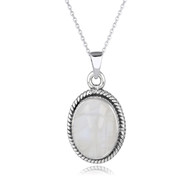 Collier Pierre de lune Naturelle sertie Argent 925 rhodié