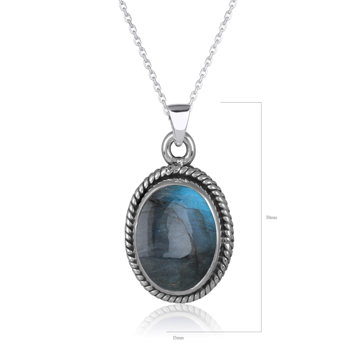 Pendentif Dahlia Argent 925 et Labradorite | ADEN Design Vintage | Bijou Mystérieux - vue 3