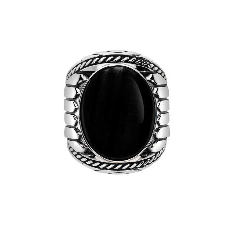 Bague onyx indiana argent.