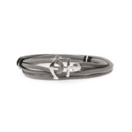 Bracelet cordon double tour ancre gris