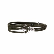 Bracelet cordon double tour ancre kaki