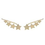 Boucles d'oreilles femme contour de lobe suite d'étoiles Plaqué or 750 3 microns