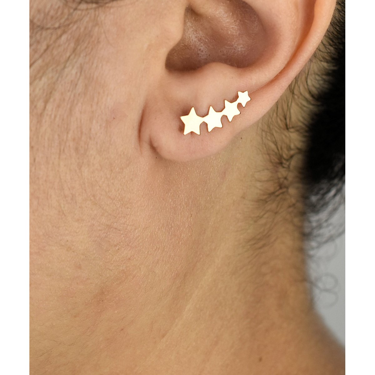 Boucles d'oreilles grimpantes contour de lobe suite d'étoiles Plaqué or 750 3 microns - vue 2