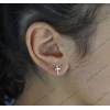 Boucles d'oreilles petite croix Plaqué OR 750 3 microns - vue V2
