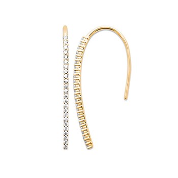 Boucles d'oreilles pendantes chute d'oxyde de zirconium Plaqué OR 750 3 microns