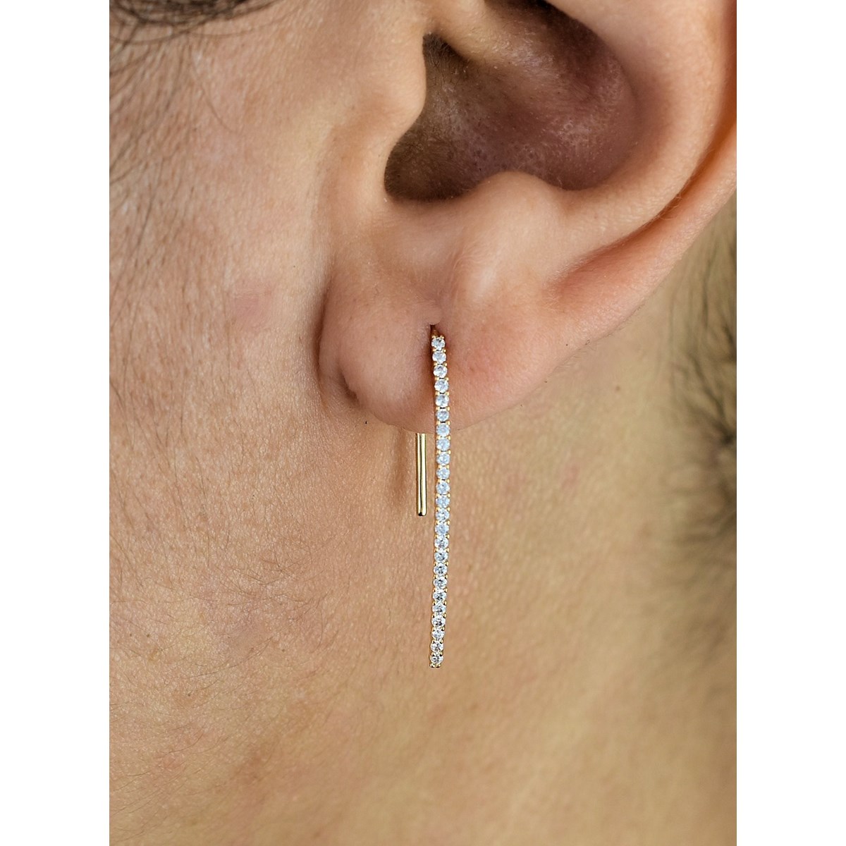 Boucles d'oreilles pendantes chute d'oxyde de zirconium Plaqué OR 750 3 microns - vue 4