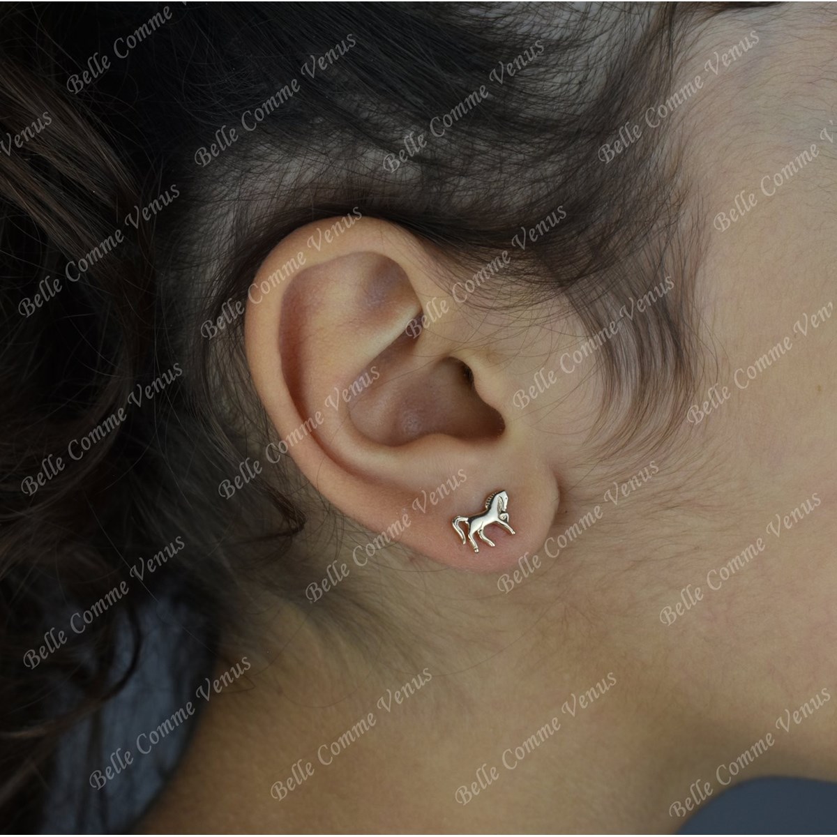 Boucles d'oreilles cheval Plaqué OR 750 3 microns - vue 2