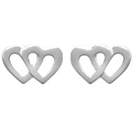 Boucles d'oreilles 2 coeurs Argent 925 Rhodié