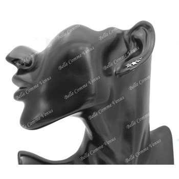 Boucles d'oreilles grimpantes contour de lobe suite d'étoiles Argent 925 Rhodié