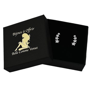Boucles d'oreilles grimpantes contour de lobe suite d'étoiles Argent 925 Rhodié