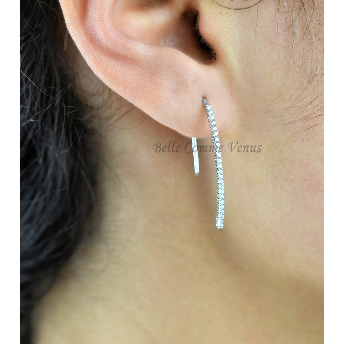 Boucles d'oreilles pendantes chute d'oxyde de zirconium Argent 925 Rhodié - vue 4