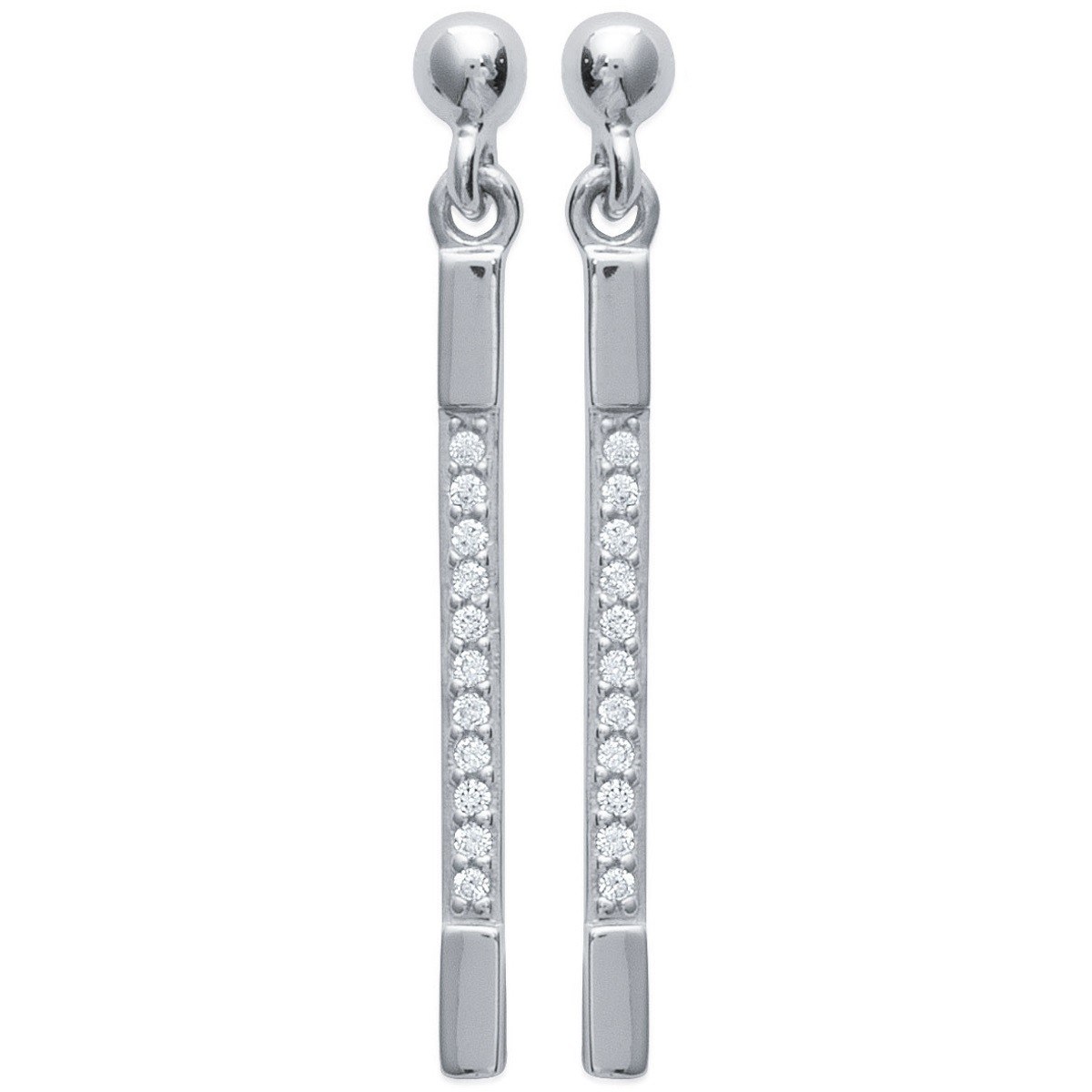 Boucles d'oreilles barre d'oxyde de zirconium Argent 925 Rhodié