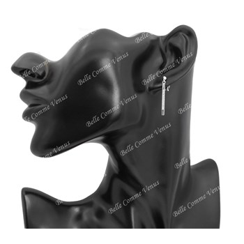 Boucles d'oreilles barre d'oxyde de zirconium Argent 925 Rhodié
