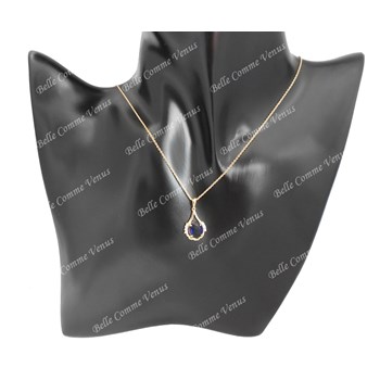 Collier goutte oxyde de zirconium bleu roi Plaqué OR 750 3 microns