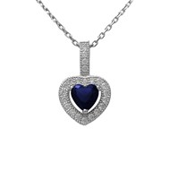 Collier femme 2 coeurs oxyde de zirconium bleu roi Argent 925 Rhodié