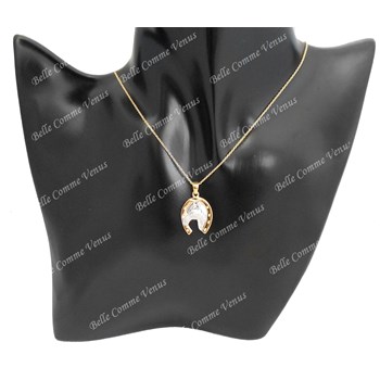 Collier fer à cheval porte bonheur Plaqué OR 750 3 microns 2 tons