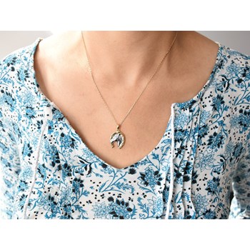 Collier fer à cheval porte bonheur Plaqué OR 750 3 microns 2 tons