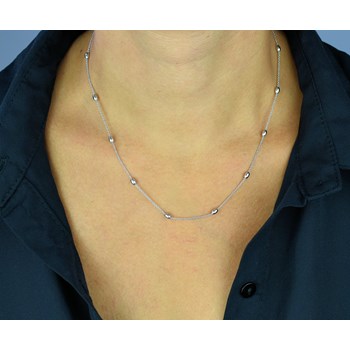 Ketting van ovale zilveren kralen 925 gerhodineerd