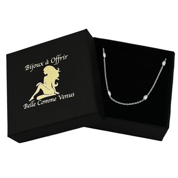 Ketting van ovale zilveren kralen 925 gerhodineerd