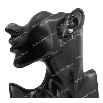 Boucles d'oreilles carré oxyde de zirconium Argent 925 Rhodié