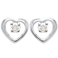 Boucles d'oreilles femme puce coeur oxyde de zirconium Argent 925 Rhodié