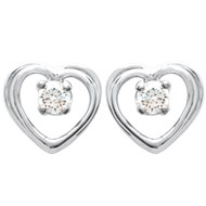 Boucles d'oreilles puce coeur oxyde de zirconium Argent 925 Rhodié