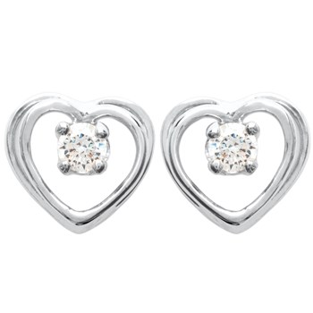 Boucles d'oreilles puce coeur oxyde de zirconium Argent 925 Rhodié