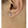 Boucles d'oreilles puce coeur oxyde de zirconium Argent 925 Rhodié - vue V2