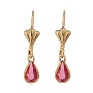 Boucles d'oreilles femme goutte cristal rose Plaqué OR 750 3 microns dormeuses