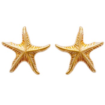 Boucles d'oreilles étoile de mer ciselée Plaqué OR 750 3 microns