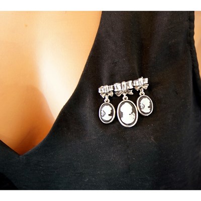 Broche camée noir  JOSEPHINE - vue V3