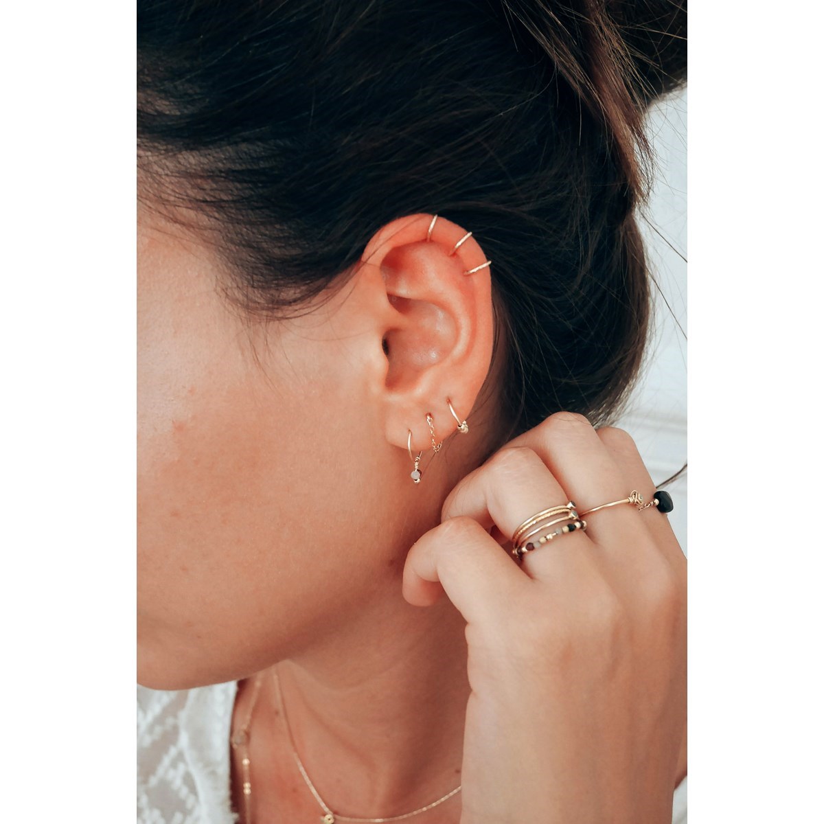 Faux piercing Oreilles Gold Filled Duo Cosmic Femme Piercings MATY