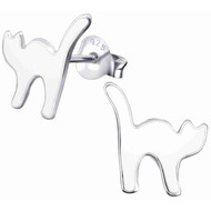 Boucle d'oreille chat blanc en argent 925/1000