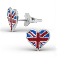 Boucle d'oreille drapeau union jack en argent 925/1000