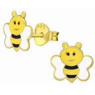 Boucle d'oreille abeille doré en argent 925/1000