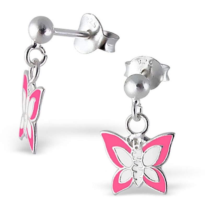 Boucles D'oreilles Papillons En Argent 925 Et émail - Marque Jewellerybox, Neuves Avec étiquettes