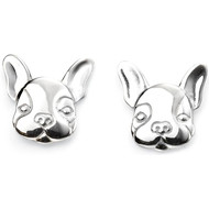 Boucle d'oreille bouledogue français en argent 925/1000