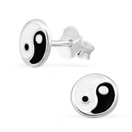 Boucle d'oreille yin et yang en argent 925/1000